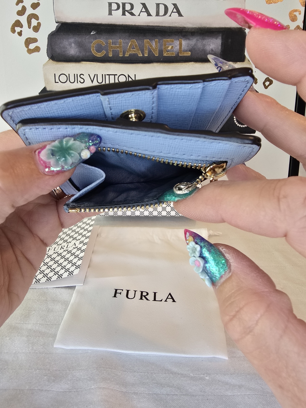 Furla Bifold Blue Wallet Nwt Full Inclusion - Picture 8 of 9